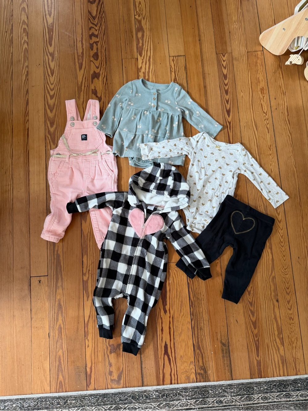 Baby Girl 9M Fall Outfit Lot Carter’s OshKosh Overalls Romper 5 Pc